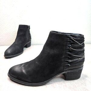 Steve Madden Ankle Boots Size 8 Black Leather Grunge Goth Edgy Chain Booties